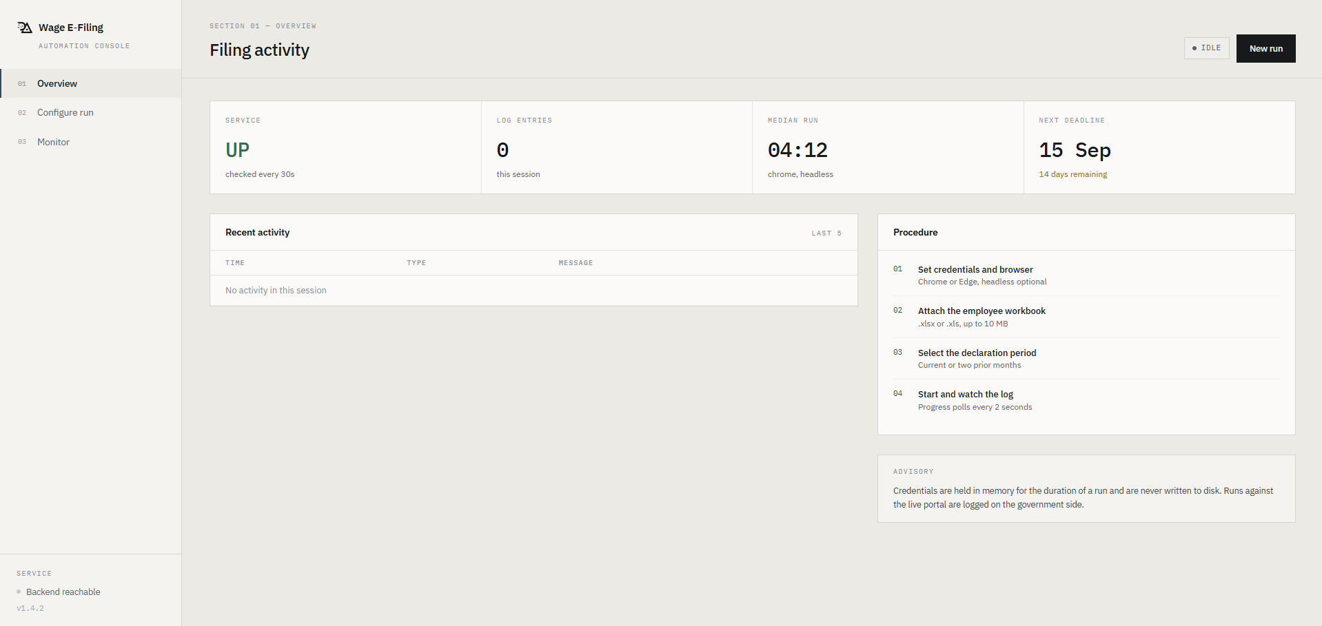 Configuring an automated wage-report run for the e-filing portal
