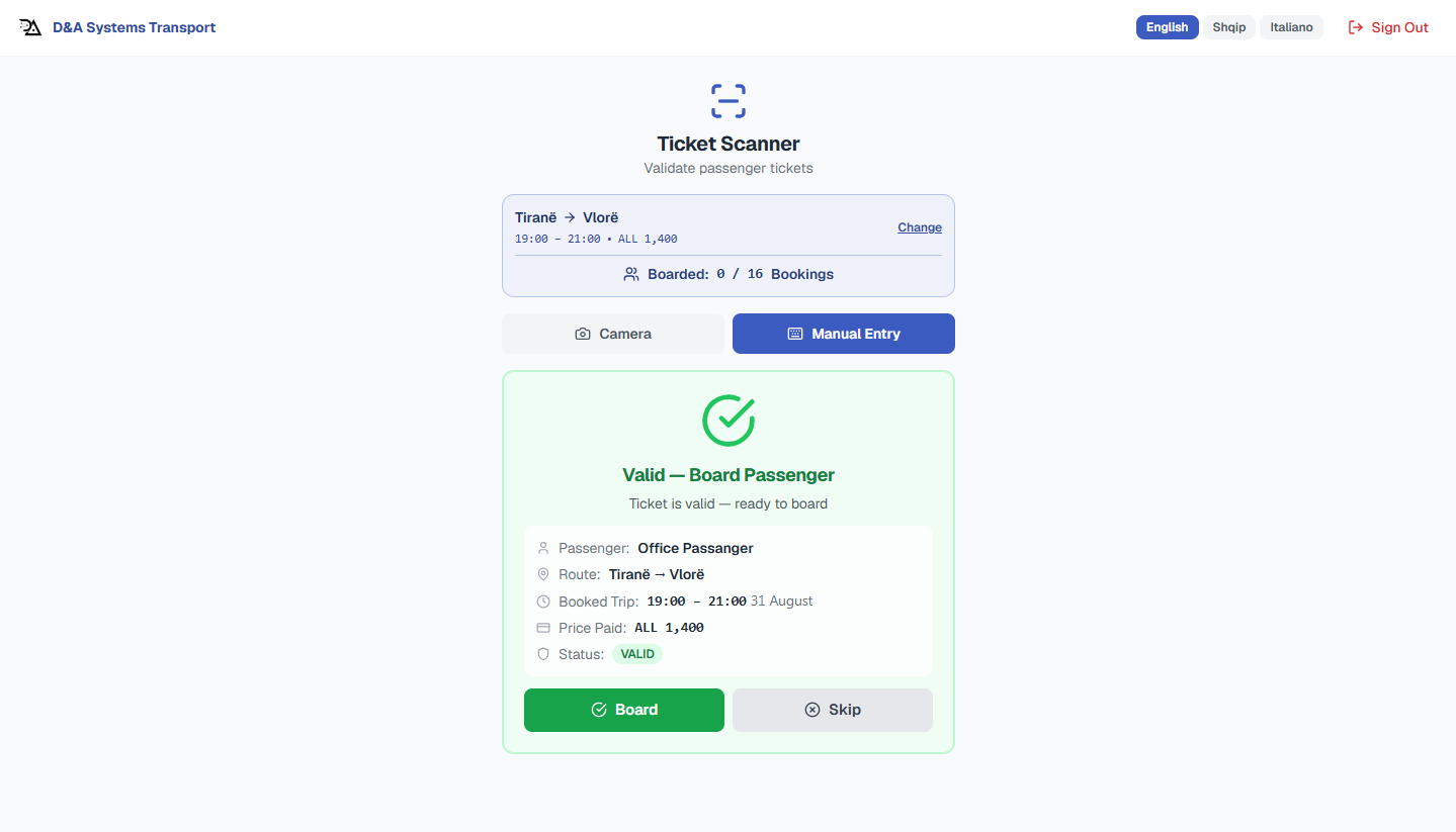 Driver scanner - a valid ticket, cleared to board